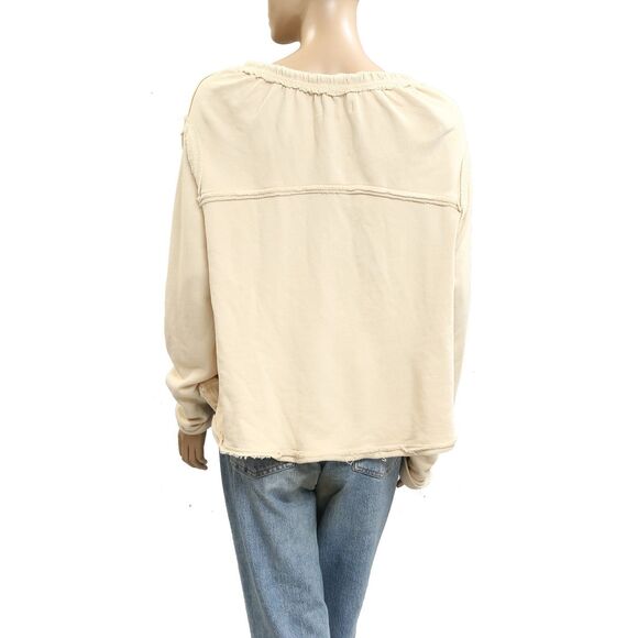 Free People Picnic Sweatshirt Blouse Top Oversized Pullover Cotton XS NEW 282445 - Picture 6 of 8